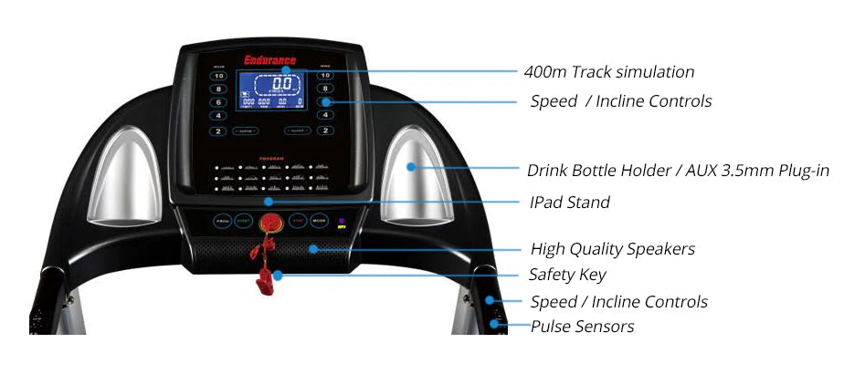 Endurance SPT Treadmill Console Features