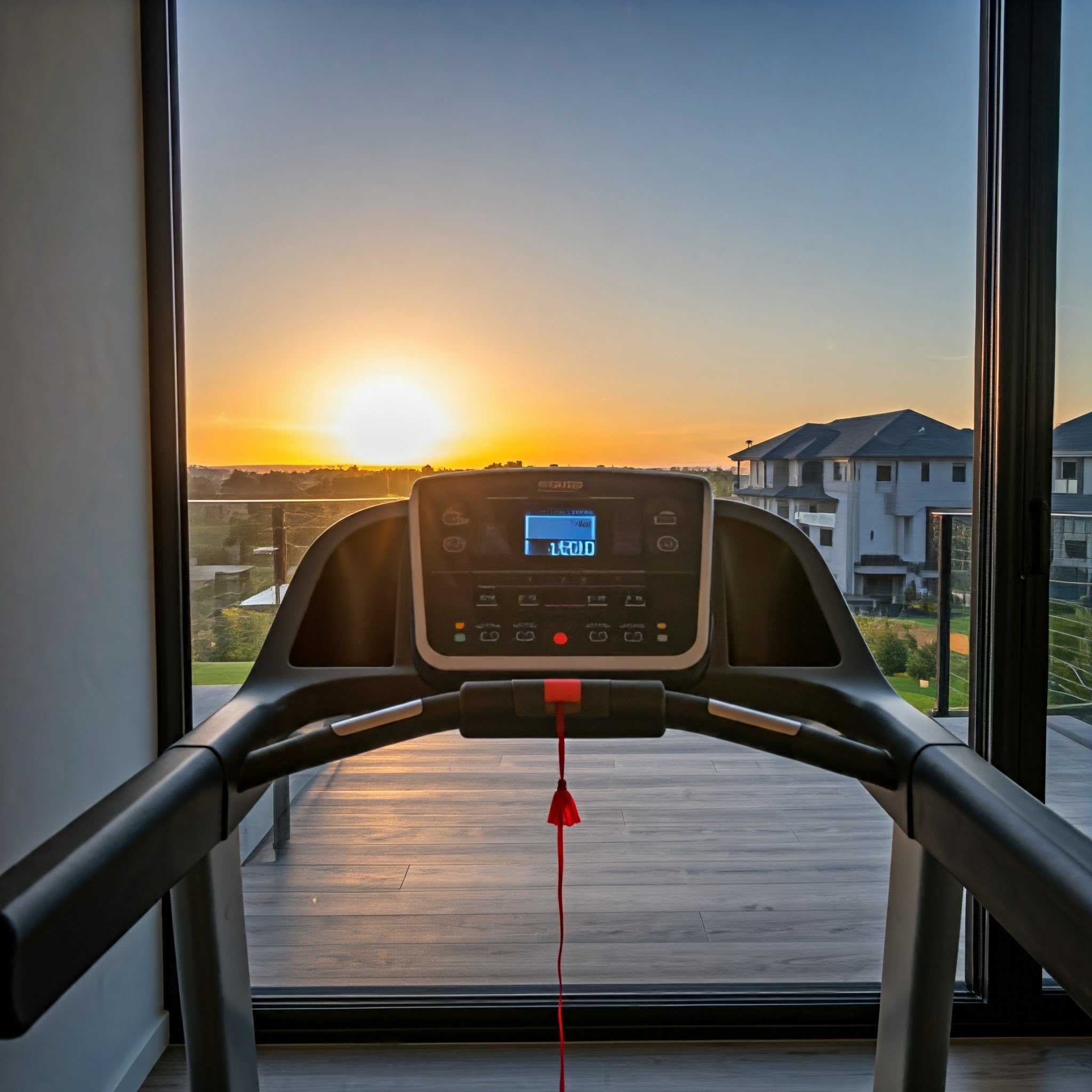 Treadmill in front of a window